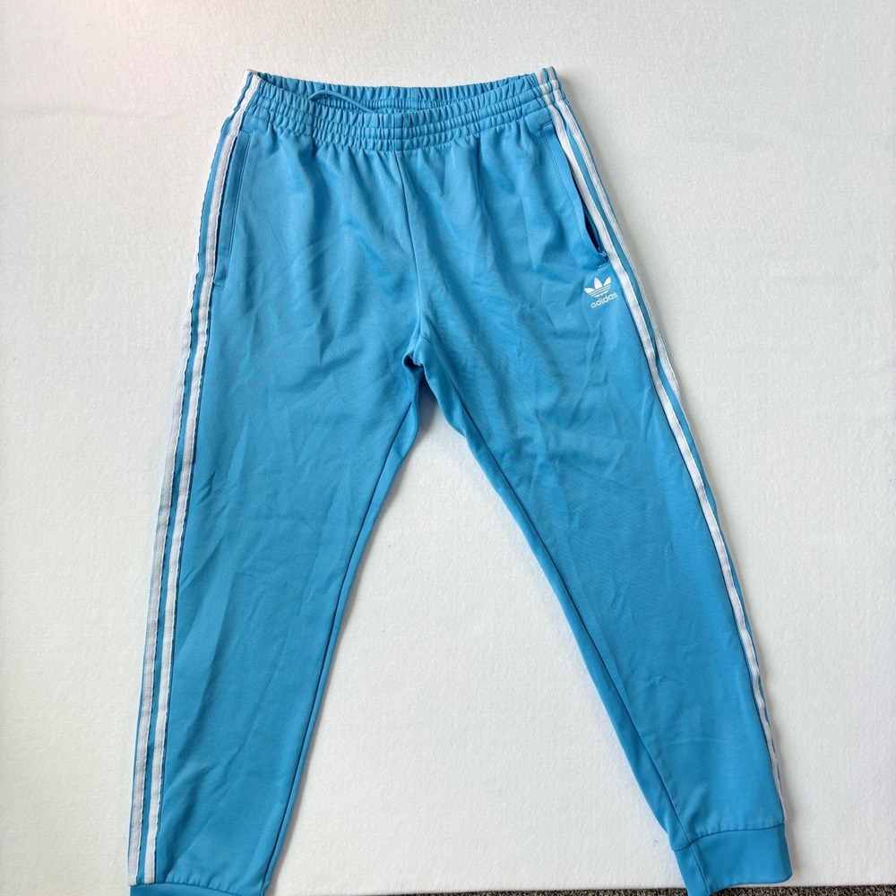 Adidas Originals Women Light Blue Three Stripe Track Pants Joggers  Large NWOT - Picture 2 of 11